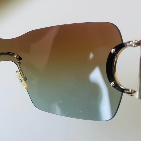 RARE🌹Authentic DIOR rimless brown Gold Swarovski sunglasses Vintage - Picture 12 of 12